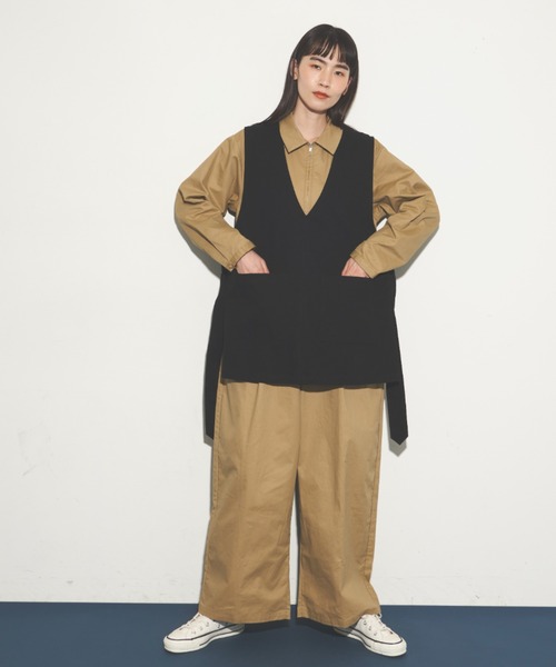 Libra Cue（リブラ キュー）の「ジップアップコンビネゾン（サロペット/オーバーオール・レディース・ベージュ/ブラック・FREE）」の16枚目の写真
