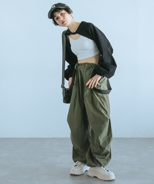 PAGEBOY（ページボーイ）の「ネックストラップカットボレロ（Tシャツ/カットソー・レディース・ブラック/オフホワイト/アクア・FREE）」の9枚目の写真