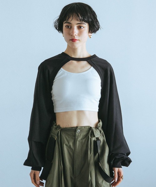 PAGEBOY（ページボーイ）の「ネックストラップカットボレロ（Tシャツ/カットソー・レディース・ブラック/オフホワイト/アクア・FREE）」の16枚目の写真