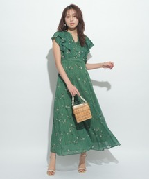 美品✨️ ジャスグリッティー フラワー ロングワンピース フレア フリル リボン 美品✨️ ジャスグリッティー フラワー ロングワンピース フレア