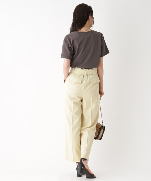 ベルト付きタックストレートパンツ【洗える/イージーケア】