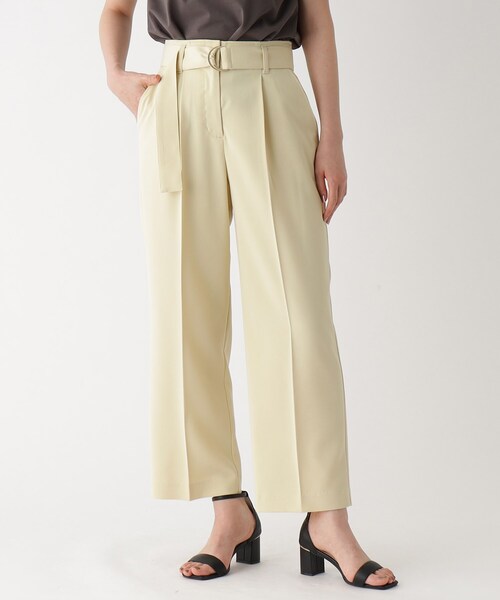 ベルト付きタックストレートパンツ【洗える/イージーケア】