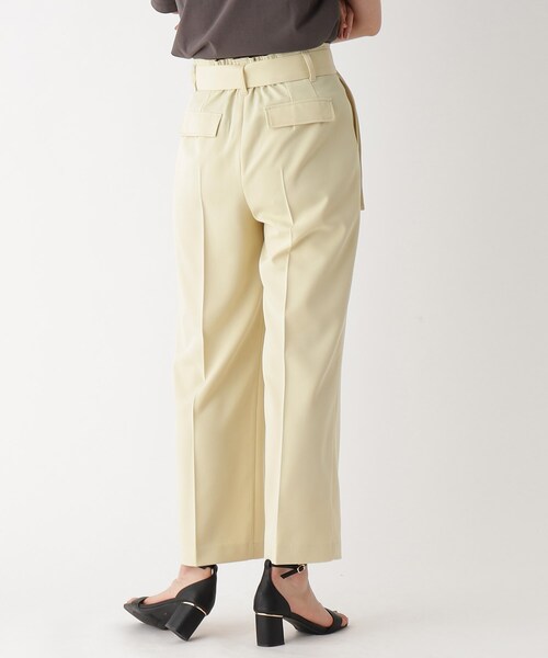 ベルト付きタックストレートパンツ【洗える/イージーケア】