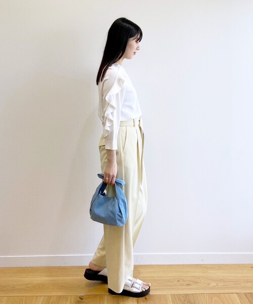 ベルト付きタックストレートパンツ【洗える/イージーケア】