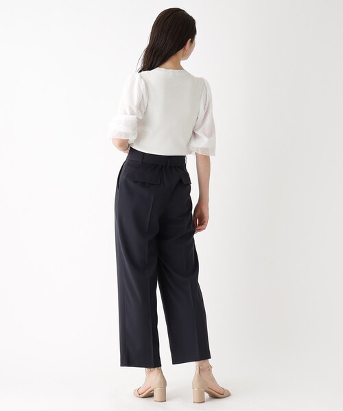 ベルト付きタックストレートパンツ【洗える/イージーケア】