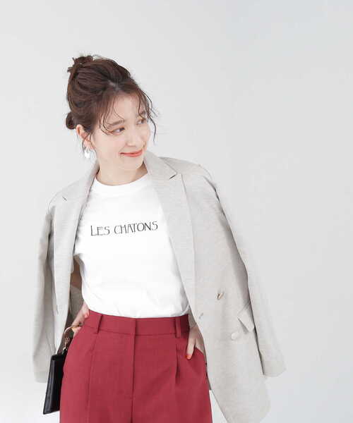 N.(N. Natural Beauty Basic)(エヌエヌナチュラルビューティーベーシック)の「クラシックフォントTシャツ(Tシャツ/カットソー・レディース・ホワイト/ホワイト系その他/ベージュ/パープル・MEDIUM)」の10枚目の写真