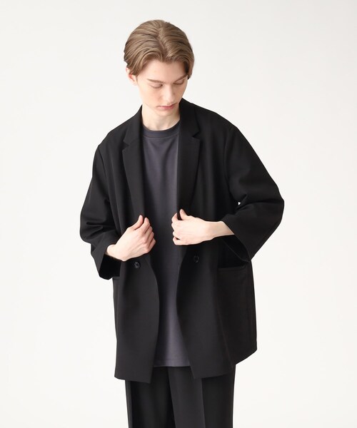 tk.TAKEO KIKUCHI(ティーケータケオキクチ)の「◆ヴィールマテリアル7分袖ジャケット(テーラードジャケット・メンズ・ナチュラル/ブラック/ダークグリーン・02/03)」の5枚目の写真