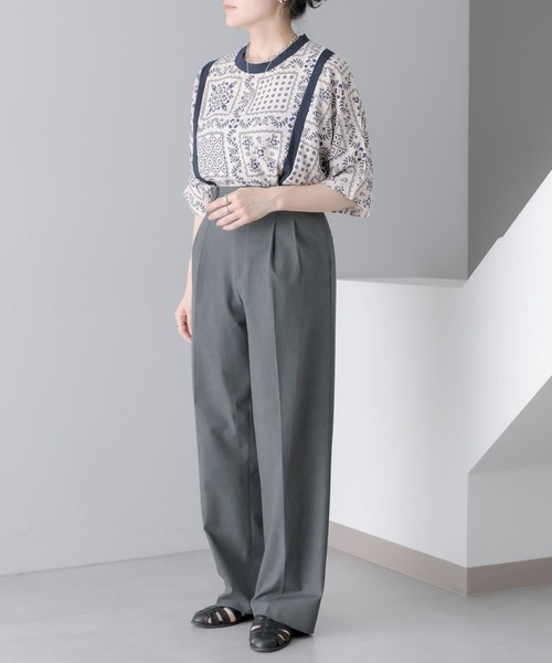 ear PAPILLONNER(イアパピヨネ)の「柄パイピングTシャツ【SUM1 STYLE(スミスタイル)】(Tシャツ/カットソー・レディース・ホワイト/レッド/ホワイト系その他/ブラック・FREE)」の15枚目の写真