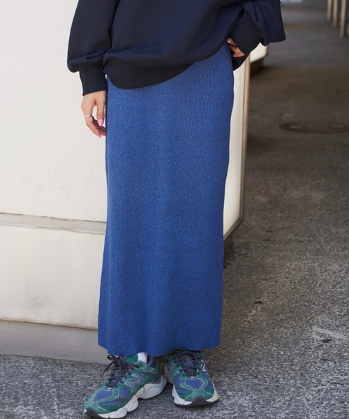 Auntie Rosa Holiday（アンティローザホリデー）の「リブニットナロースカート / サイズ展開あり（スカート・レディース・ミックスグレー/アイボリー/ブルー/オレンジ/ブラック/カーキ/チャコールグレー・MEDIUM/SMALL）」の6枚目の写真