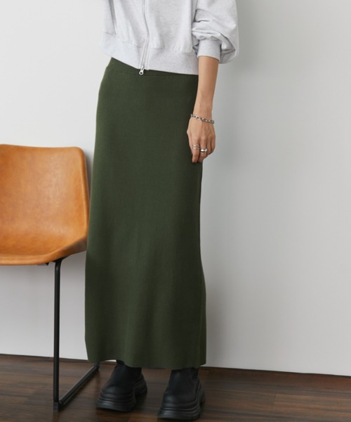 Auntie Rosa Holiday（アンティローザホリデー）の「リブニットナロースカート / サイズ展開あり（スカート・レディース・ミックスグレー/アイボリー/ブルー/オレンジ/ブラック/カーキ/チャコールグレー・MEDIUM/SMALL）」の9枚目の写真