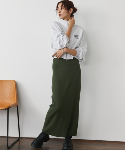 Auntie Rosa Holiday（アンティローザホリデー）の「リブニットナロースカート / サイズ展開あり（スカート・レディース・ミックスグレー/アイボリー/ブルー/オレンジ/ブラック/カーキ/チャコールグレー・MEDIUM/SMALL）」の14枚目の写真