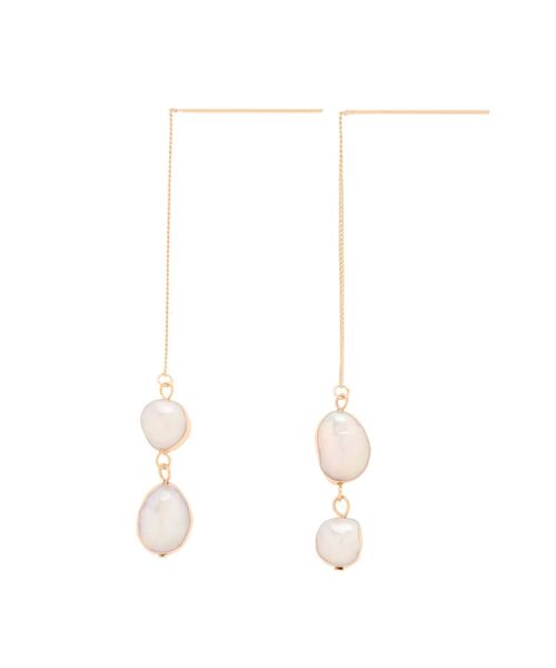 LAGUNAMOON(ラグナムーン)の「LADY淡水パールメタルスウィングピアス(ピアス(両耳用)・レディース・アイボリー・FREE)」の1枚目の写真
