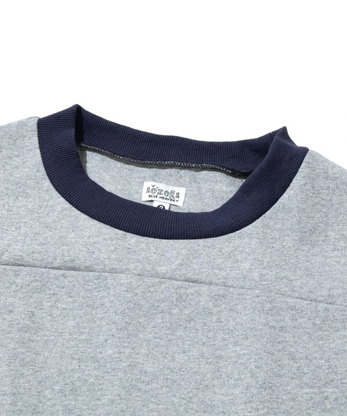 AOZORA（アオゾラ）の「AOZORA/アオゾラ　ヘビーOZ天竺切り替え半端袖（Tシャツ/カットソー・メンズ・ネイビー/グリーン・LARGE/X-LARGE/MEDIUM）」の3枚目の写真