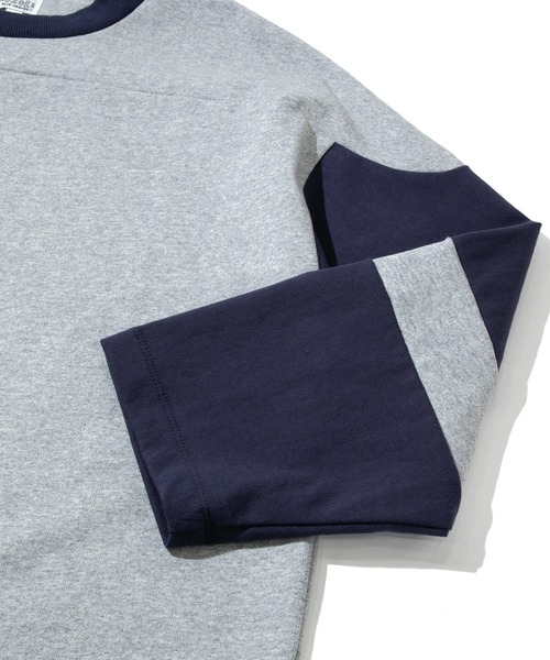 AOZORA（アオゾラ）の「AOZORA/アオゾラ　ヘビーOZ天竺切り替え半端袖（Tシャツ/カットソー・メンズ・ネイビー/グリーン・LARGE/X-LARGE/MEDIUM）」の5枚目の写真