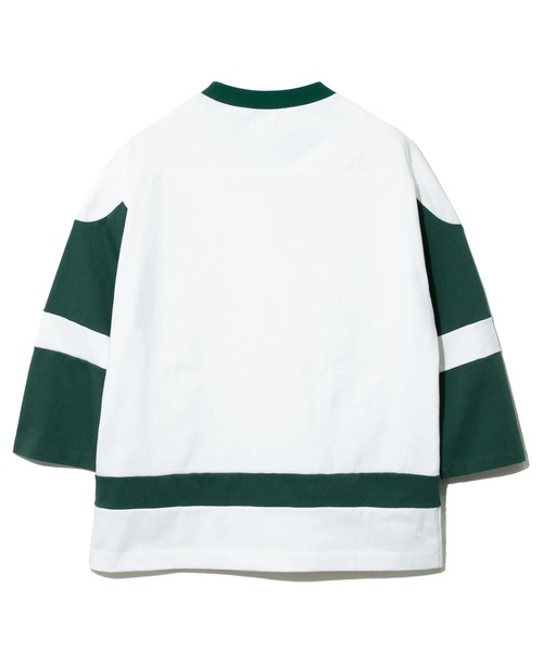 AOZORA（アオゾラ）の「AOZORA/アオゾラ　ヘビーOZ天竺切り替え半端袖（Tシャツ/カットソー・メンズ・ネイビー/グリーン・LARGE/X-LARGE/MEDIUM）」の12枚目の写真