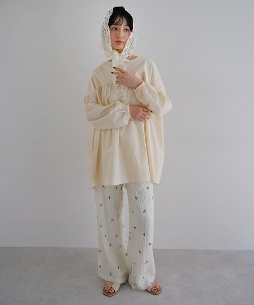 andme（アンドミー）の「ワッシャーコットンチュニックブラウス（シャツ/ブラウス・レディース・ネイビー/ベージュ/モカ/オレンジ/キナリ/ブラック/ブラウン系その他/ブルー系その他/グリーン系その他・M）」の19枚目の写真