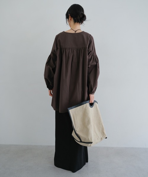 セール】ワッシャーコットンチュニックブラウス（シャツ/ブラウス