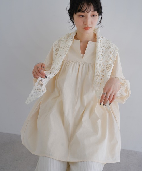 andme（アンドミー）の「ワッシャーコットンチュニックブラウス（シャツ/ブラウス・レディース・ネイビー/ベージュ/モカ/オレンジ/キナリ/ブラック/ブラウン系その他/ブルー系その他/グリーン系その他・M）」の18枚目の写真