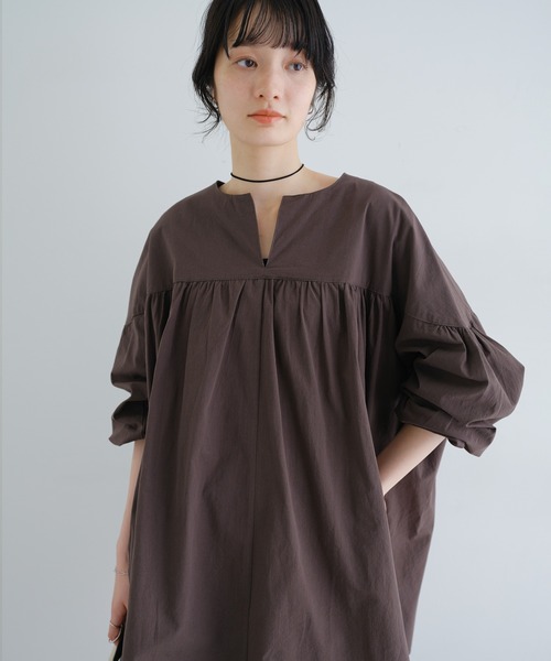 セール】ワッシャーコットンチュニックブラウス（シャツ/ブラウス