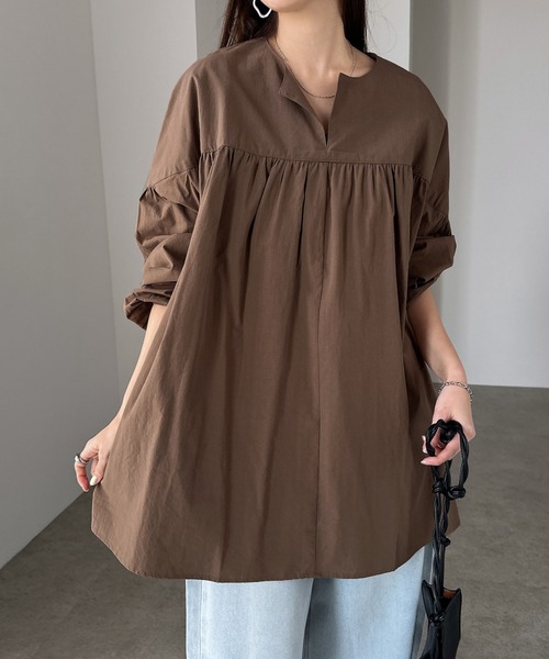 andme（アンドミー）の「ワッシャーコットンチュニックブラウス（シャツ/ブラウス・レディース・ネイビー/ベージュ/モカ/オレンジ/キナリ/ブラック/ブラウン系その他/ブルー系その他/グリーン系その他・M）」の22枚目の写真