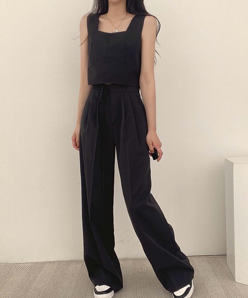 Girly Doll（ガーリードール）の「セットアップ ノースリーブ&パンツ 2点セット（セットアップ・レディース・ブラック/グレー・FREE）」の7枚目の写真