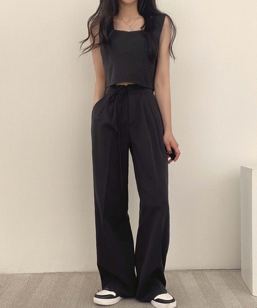 Girly Doll（ガーリードール）の「セットアップ ノースリーブ&パンツ 2点セット（セットアップ・レディース・ブラック/グレー・FREE）」の8枚目の写真