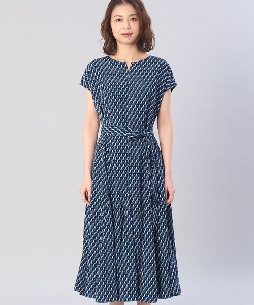 美品 UNTITLED 美シルエット 洗える ジオメ柄 マーメイドワンピース 2 UNTITLED（アンタイトル）の「◇【人気ワンピが再入荷！／洗える
