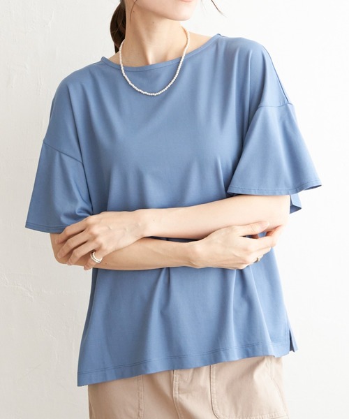 ikka(イッカ)の「【接触冷感】さらひやフレア袖カットソー(Tシャツ/カットソー・レディース・ライトグレー/スカイブルー/ブラック/オフホワイト・M/L/S)」の4枚目の写真