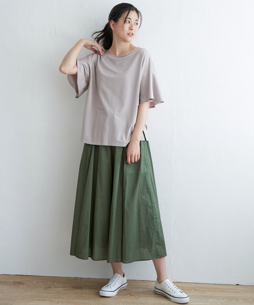ikka(イッカ)の「【接触冷感】さらひやフレア袖カットソー(Tシャツ/カットソー・レディース・ライトグレー/スカイブルー/ブラック/オフホワイト・M/L/S)」の9枚目の写真