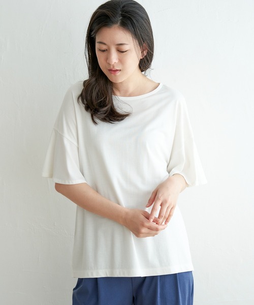 ikka(イッカ)の「【接触冷感】さらひやフレア袖カットソー(Tシャツ/カットソー・レディース・ライトグレー/スカイブルー/ブラック/オフホワイト・M/L/S)」の18枚目の写真