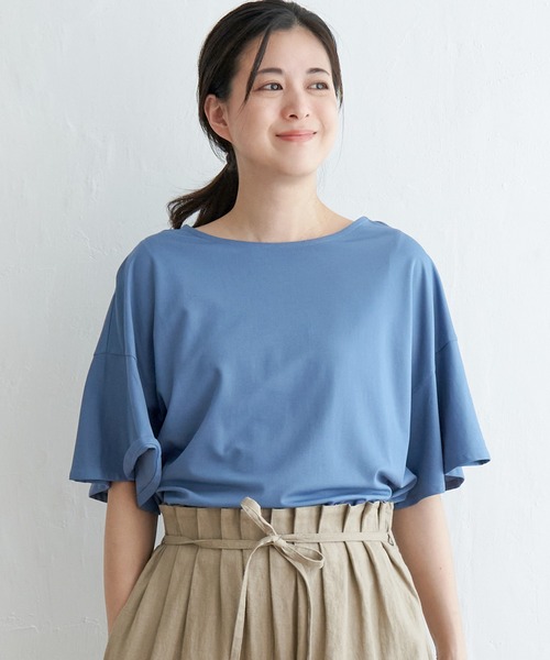 ikka(イッカ)の「【接触冷感】さらひやフレア袖カットソー(Tシャツ/カットソー・レディース・ライトグレー/スカイブルー/ブラック/オフホワイト・M/L/S)」の19枚目の写真