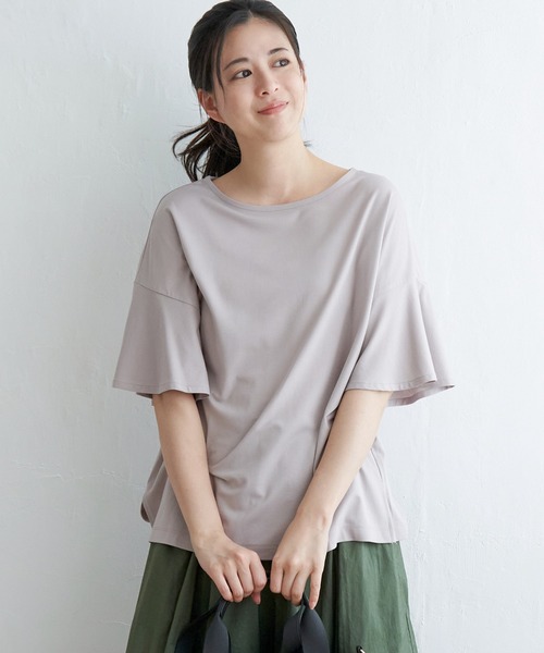 ikka(イッカ)の「【接触冷感】さらひやフレア袖カットソー(Tシャツ/カットソー・レディース・ライトグレー/スカイブルー/ブラック/オフホワイト・M/L/S)」の21枚目の写真