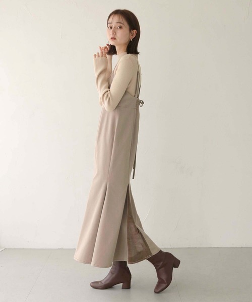 CLEIO（クレイオ）の「【CLEIO】 ベロア切り替えフレアキャミワンピース/VELOR SWITCHING FLARE CAMISOLE DRESS/940-10610（ドレス・レディース・アイボリー/ブラウン・FREE）」の5枚目の写真