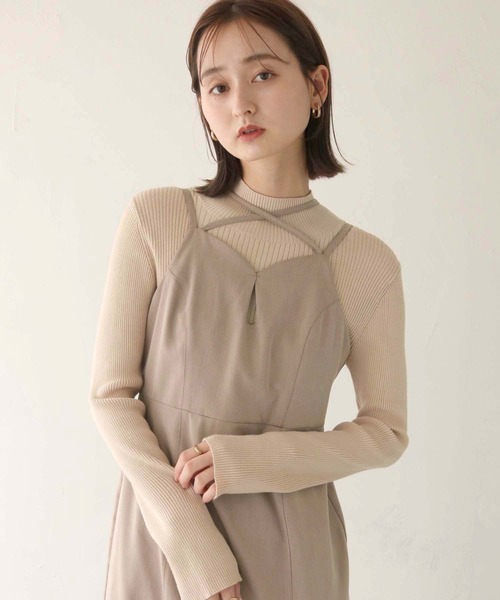 CLEIO（クレイオ）の「【CLEIO】 ベロア切り替えフレアキャミワンピース/VELOR SWITCHING FLARE CAMISOLE DRESS/940-10610（ドレス・レディース・アイボリー/ブラウン・FREE）」の12枚目の写真