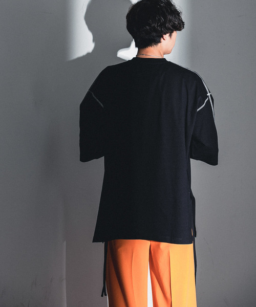 SENSE OF PLACE by URBAN RESEARCH（センスオブプレイスバイアーバンリサーチ）の「『わたべ×SOP』オーバーサイズステッチTシャツ（Tシャツ/カットソー・メンズ・ホワイト/ブラック・MEDIUM/LARGE）」の7枚目の写真