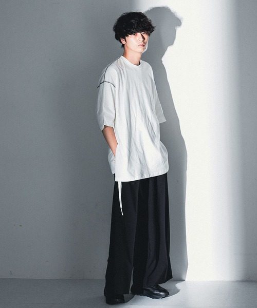 SENSE OF PLACE by URBAN RESEARCH（センスオブプレイスバイアーバンリサーチ）の「『わたべ×SOP』オーバーサイズステッチTシャツ（Tシャツ/カットソー・メンズ・ホワイト/ブラック・MEDIUM/LARGE）」の15枚目の写真