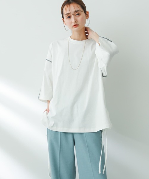 SENSE OF PLACE by URBAN RESEARCH（センスオブプレイスバイアーバンリサーチ）の「『わたべ×SOP』オーバーサイズステッチTシャツ（Tシャツ/カットソー・メンズ・ホワイト/ブラック・MEDIUM/LARGE）」の13枚目の写真