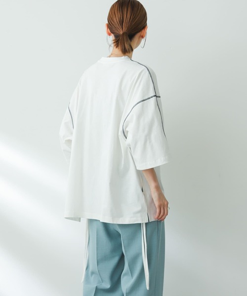 SENSE OF PLACE by URBAN RESEARCH（センスオブプレイスバイアーバンリサーチ）の「『わたべ×SOP』オーバーサイズステッチTシャツ（Tシャツ/カットソー・メンズ・ホワイト/ブラック・MEDIUM/LARGE）」の16枚目の写真