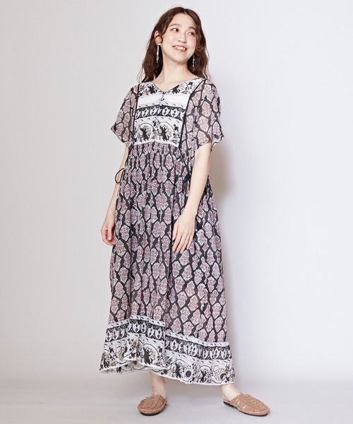 チャイハネ(チャイハネ)の「【チャイハネ】ブリーラワンピース(ワンピース・レディース・ベージュ/パープル/ブラック・FREE)」の4枚目の写真