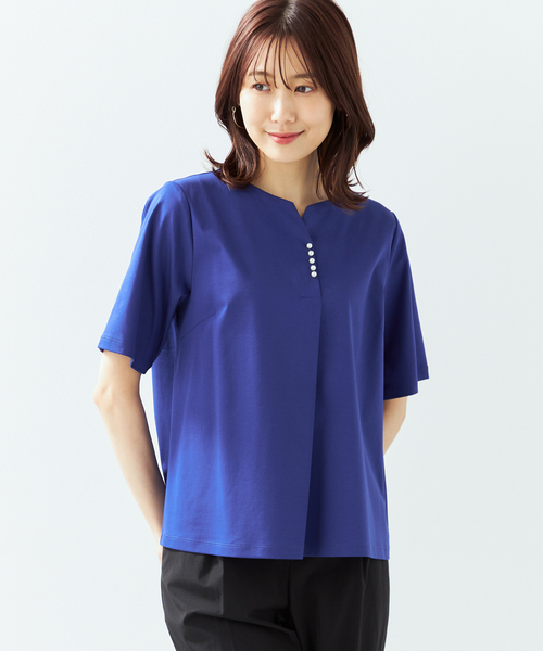 A/C DESIGN BY ALPHA CUBIC(エーシーデザインバイアルファキュービック)の「【UVカット・接触冷感・ナノファイン制菌加工】パールスキッパープルオーバー(Tシャツ/カットソー・レディース・ピンク/ブラック/ブルー・LL/M/L)」の3枚目の写真