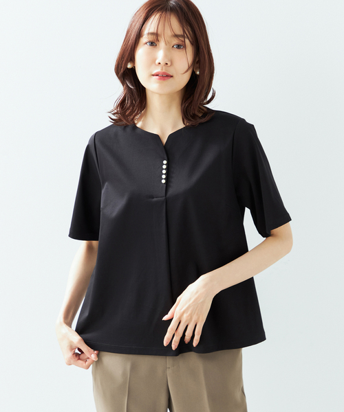 A/C DESIGN BY ALPHA CUBIC(エーシーデザインバイアルファキュービック)の「【UVカット・接触冷感・ナノファイン制菌加工】パールスキッパープルオーバー(Tシャツ/カットソー・レディース・ピンク/ブラック/ブルー・LL/M/L)」の9枚目の写真