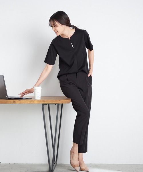 A/C DESIGN BY ALPHA CUBIC(エーシーデザインバイアルファキュービック)の「【UVカット・接触冷感・ナノファイン制菌加工】パールスキッパープルオーバー(Tシャツ/カットソー・レディース・ピンク/ブラック/ブルー・LL/M/L)」の14枚目の写真