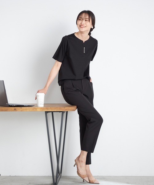 A/C DESIGN BY ALPHA CUBIC(エーシーデザインバイアルファキュービック)の「【UVカット・接触冷感・ナノファイン制菌加工】パールスキッパープルオーバー(Tシャツ/カットソー・レディース・ピンク/ブラック/ブルー・LL/M/L)」の15枚目の写真