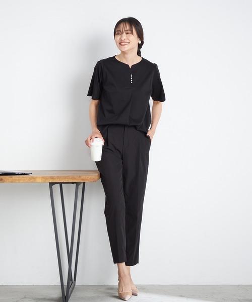 A/C DESIGN BY ALPHA CUBIC(エーシーデザインバイアルファキュービック)の「【UVカット・接触冷感・ナノファイン制菌加工】パールスキッパープルオーバー(Tシャツ/カットソー・レディース・ピンク/ブラック/ブルー・LL/M/L)」の16枚目の写真