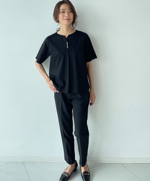 A/C DESIGN BY ALPHA CUBIC(エーシーデザインバイアルファキュービック)の「【UVカット・接触冷感・ナノファイン制菌加工】パールスキッパープルオーバー(Tシャツ/カットソー・レディース・ピンク/ブラック/ブルー・LL/M/L)」の17枚目の写真