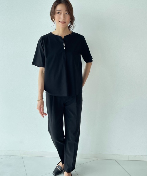 A/C DESIGN BY ALPHA CUBIC(エーシーデザインバイアルファキュービック)の「【UVカット・接触冷感・ナノファイン制菌加工】パールスキッパープルオーバー(Tシャツ/カットソー・レディース・ピンク/ブラック/ブルー・LL/M/L)」の18枚目の写真