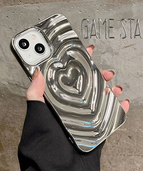 iPhone シルバー c.u.l（シーユーエル）の「ハートデザイン シャイニング iPhone