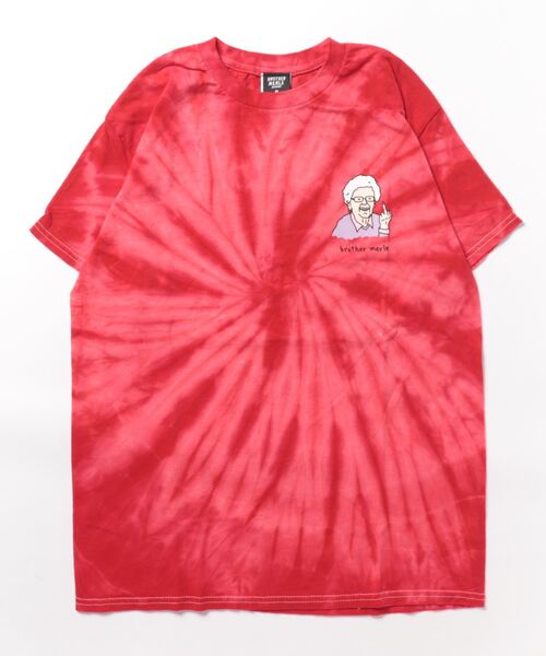 BROTHER MERLE(ブラザー マール)の「Betty 2.0 SPIDER-DYE S/S T-SHIRTS/BROTHER MERLE(ブラザーマール)半袖Tシャツ(Tシャツ/カットソー・メンズ・シルバーグレー/レッド・MEDIUM/LARGE/X-LARGE)」の1枚目の写真