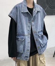 NOWLE | 【NOWLE】ビッグポケット ルーズシルエット デニムベスト(ベスト)