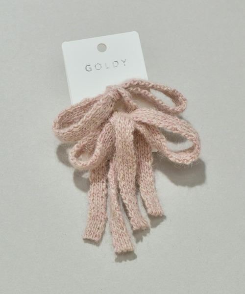 GOLDY（ゴールディ）の「ニット リボン ダブル ヘアカフ（ヘアゴム・レディース・ベージュ/ピンク/グリーン/ブラック・FREE）」の6枚目の写真